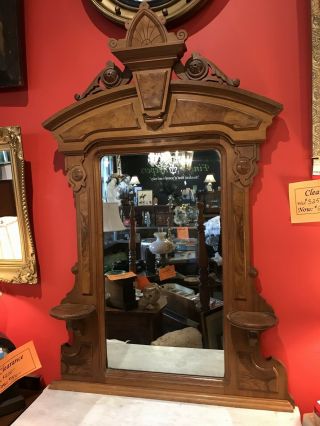 Antique Walnut Victorian Renaissance Revival Marble Top Dresser w/ Mirror 1870 ' s 3