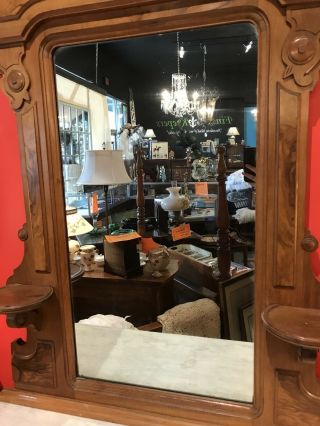 Antique Walnut Victorian Renaissance Revival Marble Top Dresser w/ Mirror 1870 ' s 6