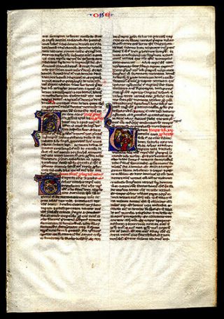 13th Cent Medieval Bible Leaf The Prophet Hosea 1 Miniature With 3 Gold Initials