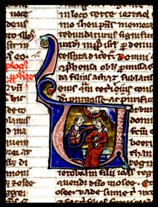 13th Cent Medieval Bible Leaf The Prophet Hosea 1 Miniature with 3 Gold Initials 2