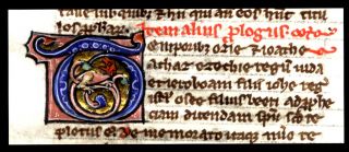 13th Cent Medieval Bible Leaf The Prophet Hosea 1 Miniature with 3 Gold Initials 3