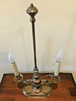Vintage French Bouillotte 2 - Light Off - White/ Brown Tole Brass Table / Desk Lamp 4