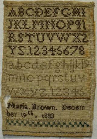 Miniature Early 19th Century Alphabet Sampler By Maria Brown - December 19 1833
