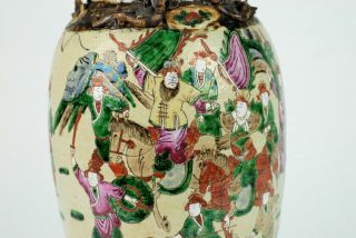 An 19th C Chinese Porcelain NanKing Crackleware Warrior Vases 8