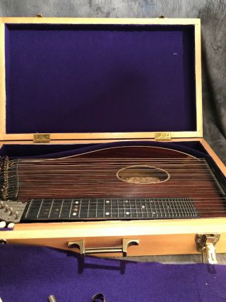 Antique 32 String Zither Auto - harp by Franz Kau with Case Alle Attention Zithern 8