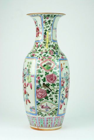 An Huge 19th C Chinese Guangxu Famille Rose Ear Vase with Courtscene 2