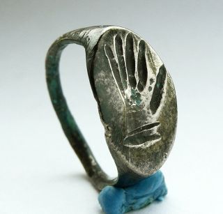 Rare Ancient Bronze - Age Ring With Hand Engraving