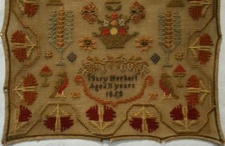 MID 19TH CENTURY MOTIF SAMPLER BY MARY HERBERT AGED 11 - 1858 3