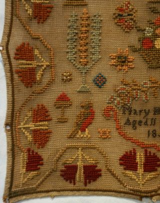 MID 19TH CENTURY MOTIF SAMPLER BY MARY HERBERT AGED 11 - 1858 6