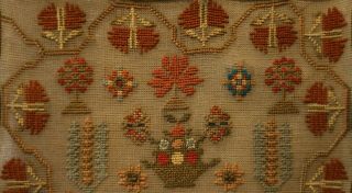 MID 19TH CENTURY MOTIF SAMPLER BY MARY HERBERT AGED 11 - 1858 9