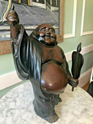 Bronze Hotei - Japanese Okimono/Statue - Happy Buddha - 14 