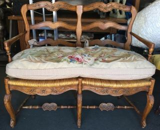 Carved French Provinical Loveseat Bench