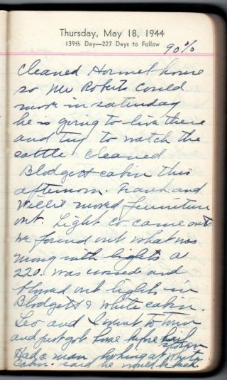Handwritten Diaries Loomis Himberger Fremont Nebraska Manhattan Model 1916 - 1947 12