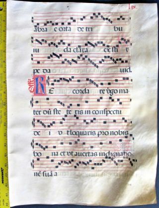 Lg.  liturgical Music Manuscript,  Antiphonary Lf,  on Vellum,  handptd.  Initials,  c.  1500 3