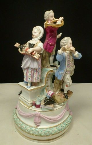 Big 19th Ce.  Meissen Porcelain Group - Of Children With Instruments