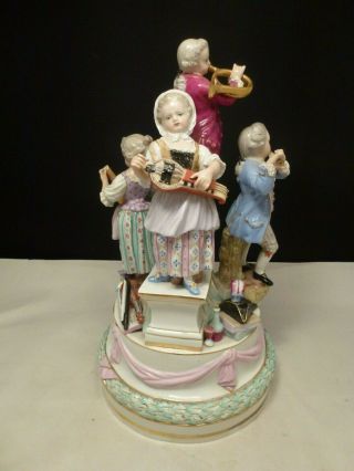 Big 19th Ce.  Meissen Porcelain Group - Of Children With Instruments 2