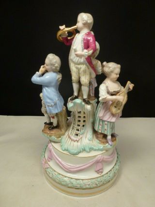 Big 19th Ce.  Meissen Porcelain Group - Of Children With Instruments 5