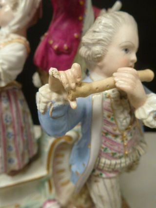 Big 19th Ce.  Meissen Porcelain Group - Of Children With Instruments 8