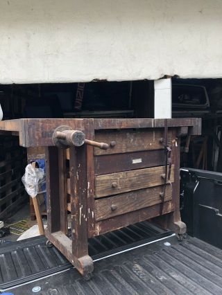 Antique Carpenter’s Workbench - late 1800’s - 1920’s Wood Table 7