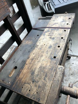 Antique Carpenter’s Workbench - late 1800’s - 1920’s Wood Table 9