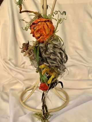 Primitive HANDSCULPTED HALLOWEEN MOSSY PUNKIN MAN & VEGGIES SKELLY BACK BONES 6