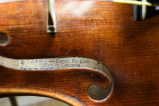 A stunning fine old violin labeled Carlo Bergonzi 1742.  sound. 5