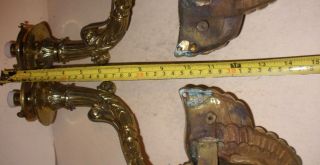 Antique large bronze wall sconces light lamps angel putti cherub faces 9