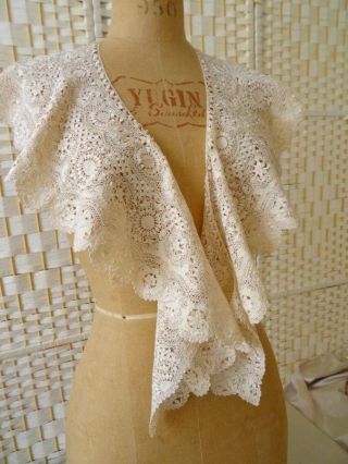 A Stunning Huge Antique Silk Maltese Lace Bertha C.  1890 11