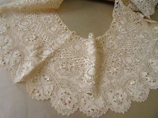 A Stunning Huge Antique Silk Maltese Lace Bertha C.  1890 12