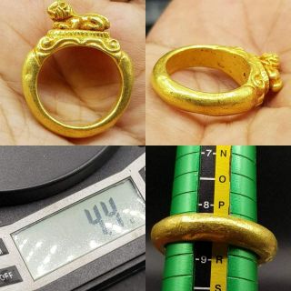 Stunning High Ct Roman Gold Torc Finger Ring with Lion on Top 65 3