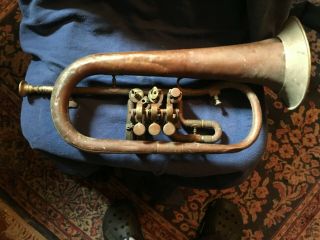 Two Antique Rotary Trumpets For Repair And Or Parts