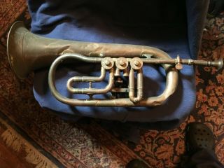 Two Antique Rotary Trumpets for Repair and or Parts 3