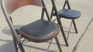 2 Antique 1920s Vintage Solid Kumfort Louis Rastetter & Sons Wood Folding Chairs 2