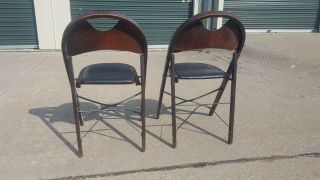 2 Antique 1920s Vintage Solid Kumfort Louis Rastetter & Sons Wood Folding Chairs 4