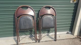 2 Antique 1920s Vintage Solid Kumfort Louis Rastetter & Sons Wood Folding Chairs 5