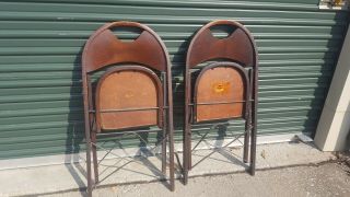 2 Antique 1920s Vintage Solid Kumfort Louis Rastetter & Sons Wood Folding Chairs 6