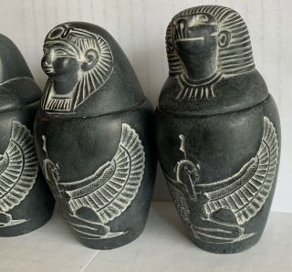 ANCIENT EGYPTIAN ANTIQUE STATUE Sons of Horus 4 Canopic Jars 1550 Bc 2