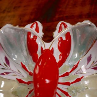 Vintage Antique German LOBSTER Crawfish Porcelain Painted Serving Tray Dish Bowl 3