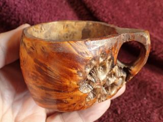 Vintage Well Made Burl Wood Drinking Cup Kuksa Folk Art Scandinavia