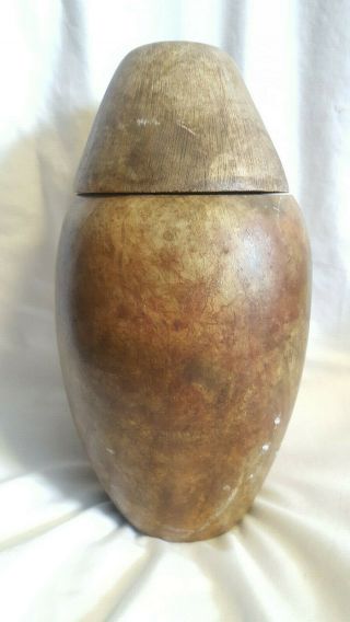 Vtg Ancient Egyptian Carved Stone Hieroglyphics Heavy Urn Vase With Lid 5