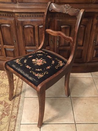 Duncan Phyfe CHAIR ANTIQUE NEEDLEPOINT Tell City SEAT DINING ROOM TABLE USA VTG 10