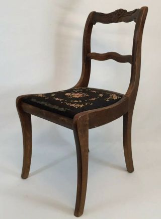 Duncan Phyfe Chair Antique Needlepoint Tell City Seat Dining Room Table Usa Vtg