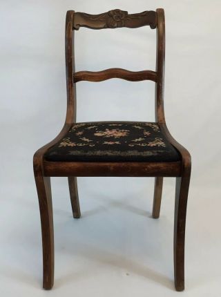 Duncan Phyfe CHAIR ANTIQUE NEEDLEPOINT Tell City SEAT DINING ROOM TABLE USA VTG 2