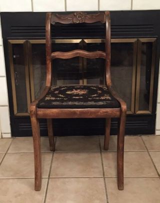 Duncan Phyfe CHAIR ANTIQUE NEEDLEPOINT Tell City SEAT DINING ROOM TABLE USA VTG 3