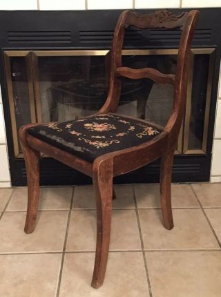 Duncan Phyfe CHAIR ANTIQUE NEEDLEPOINT Tell City SEAT DINING ROOM TABLE USA VTG 5