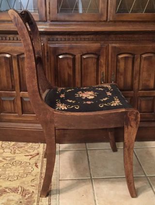 Duncan Phyfe CHAIR ANTIQUE NEEDLEPOINT Tell City SEAT DINING ROOM TABLE USA VTG 6