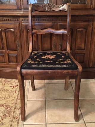 Duncan Phyfe CHAIR ANTIQUE NEEDLEPOINT Tell City SEAT DINING ROOM TABLE USA VTG 9