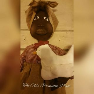 primitive black mammy bag doll with chicken 2