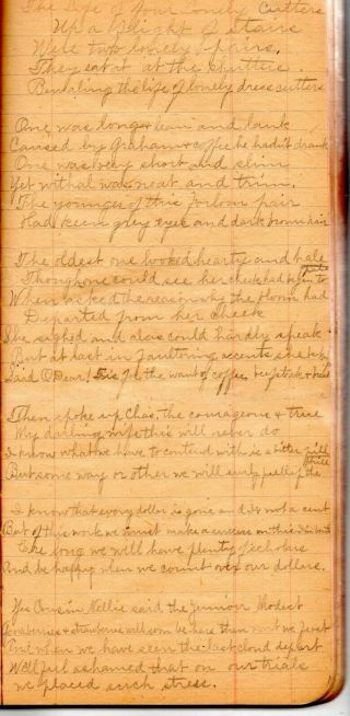 1897 - 1901 Handwritten Diary Mound City Newton Kansas Young Seamstress 