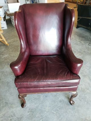 Pair HICKORY North Carolina Chippendale Wing Back Arm Chairs 4938 2